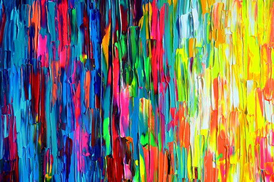 55x31.5'' Large Ready to Hang Abstract Painting - XXXL Huge Colourful Modern Abstract Big Painting, Large Colorful Painting - Ready to Hang, Hotel and Restaurant Wall Decoration, Happy Gypsy Dance