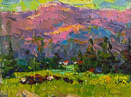 Mountains bathed in summer sun
