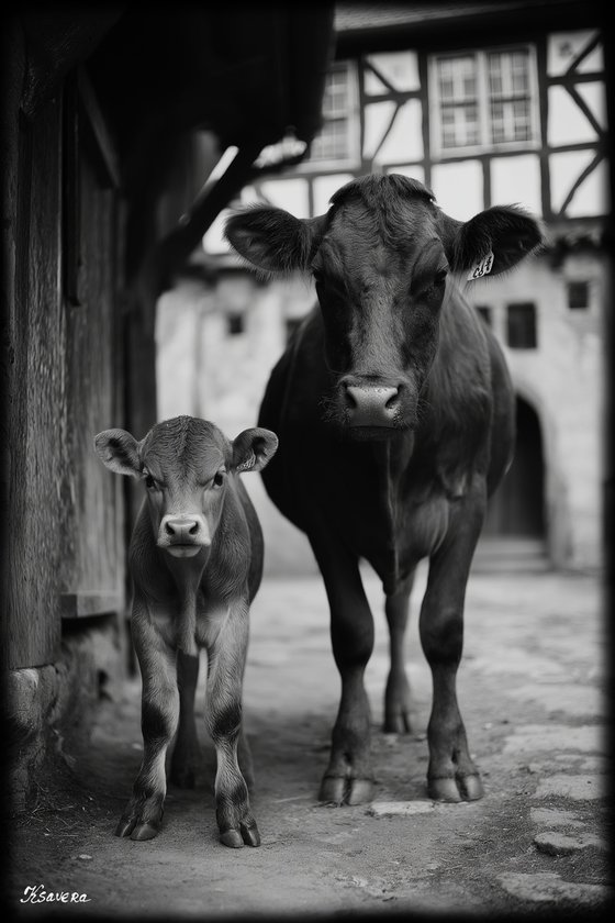 Cow and calf B0805J