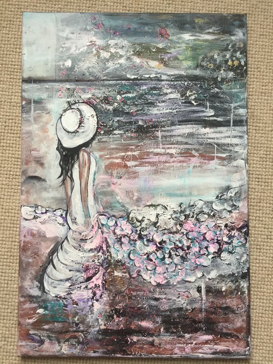 Finding My Way - Acrylic Painting Stretched Canvas Ready to Hang Artwork Woman Portraits Seascape Fine Art Abstract Paintings Colourful Gift Ideas Free Delivery