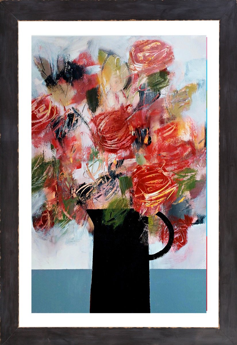 Impressionistic Botanical Acrylic Painting By Jan Rippingham, 15 X 22, Autumn Floral Iii, Original Artwork