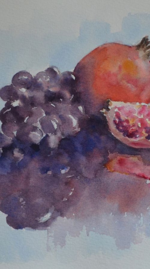 Pomegranate & Grapes by Denise Mitchell