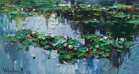 White Water Lilies -  Original Oil painting