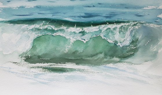 WAVE MUSIC. Original watercolor painting, handmade.