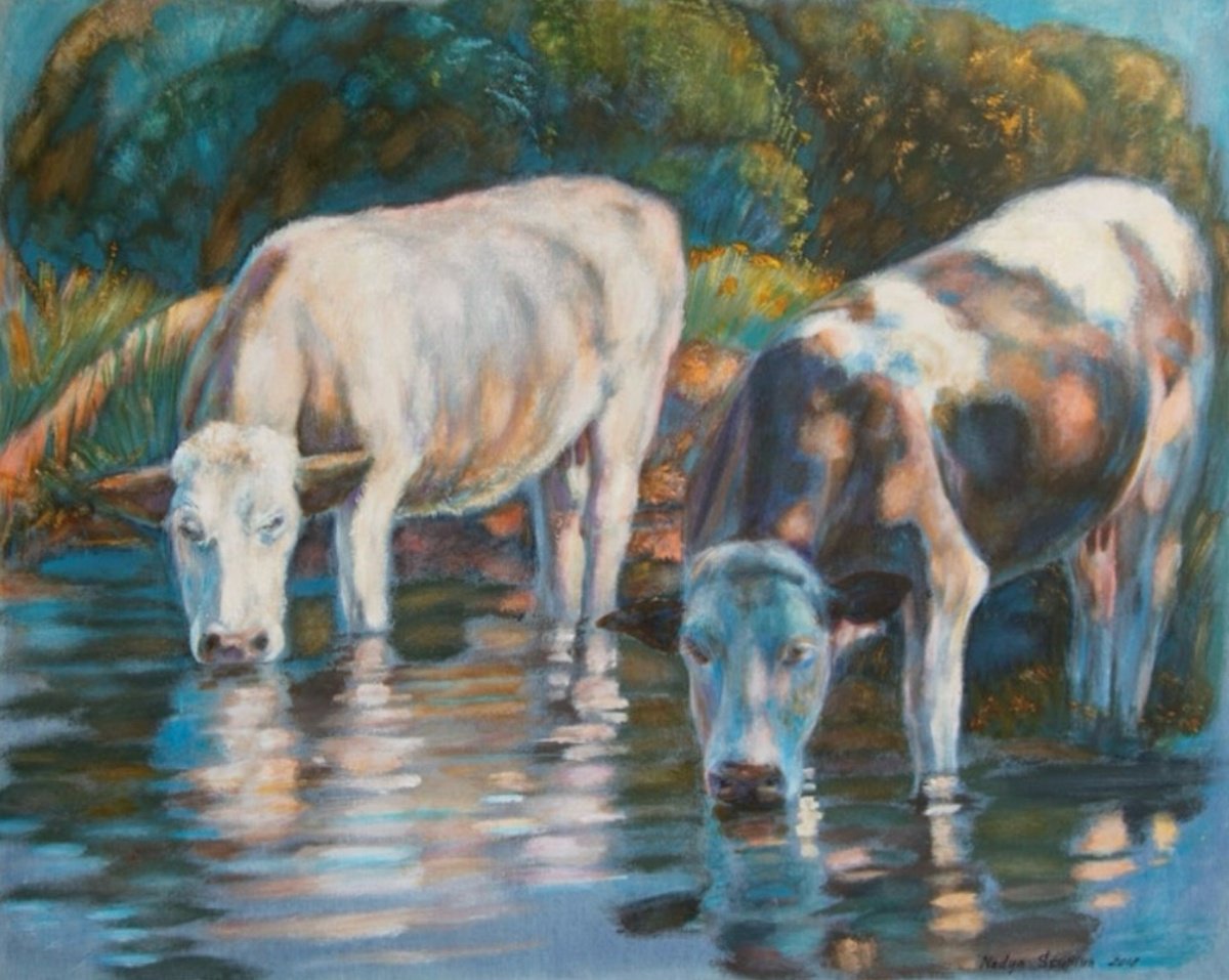 Denim Series.cows By Nadezda Stupina, 39 X 31, Artwork For Sale On Artfinder