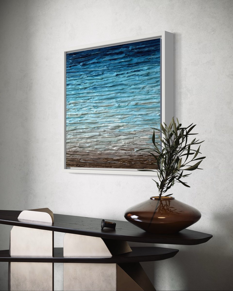 Abstract Landscape Acrylic Painting By Daniela Pasqualini, 13 X 13, Serenity Ii - Framed, Original Artwork