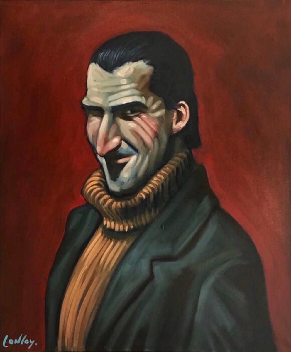 Expressive Portrait Oil Painting By Pete Conroy, 16 X 20", Something To Hyde, Original Artwork