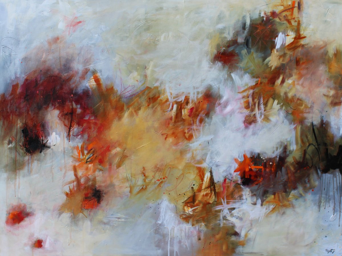 Expressive Abstract Acrylic Painting By Niyati Jiwani, 48 X 36", Velvety, Original Artwork