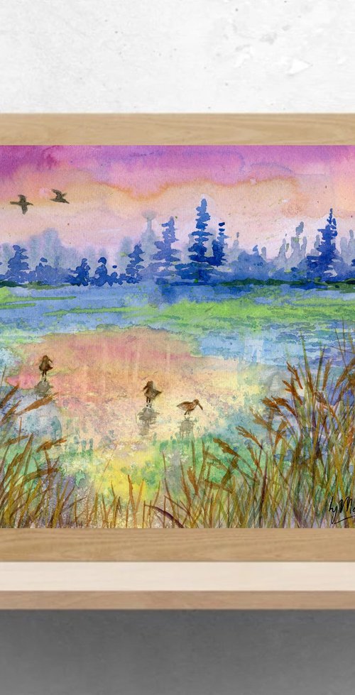 Curlews at Holkham, Norfolk Coast by Lisa Mann