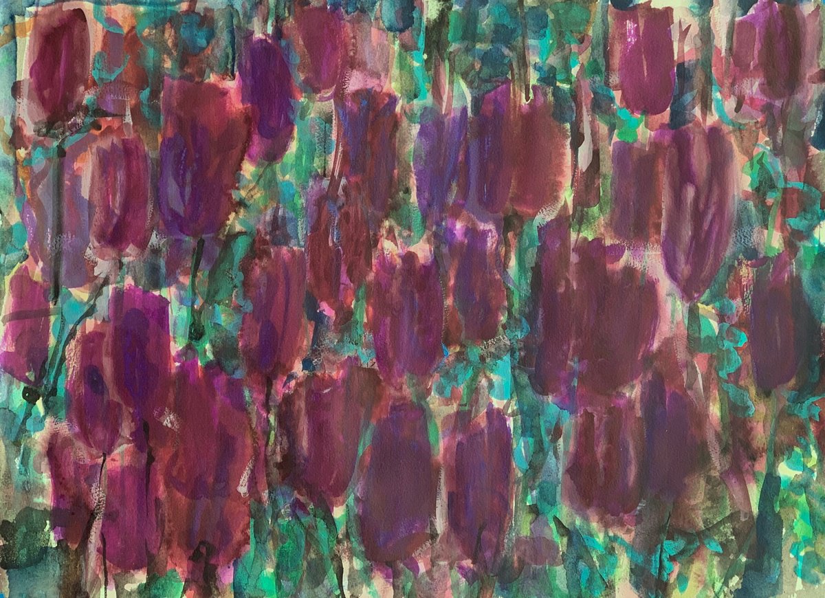 Organic Botanical Painting By Kathleen Mullaniff, 30 X 21", 