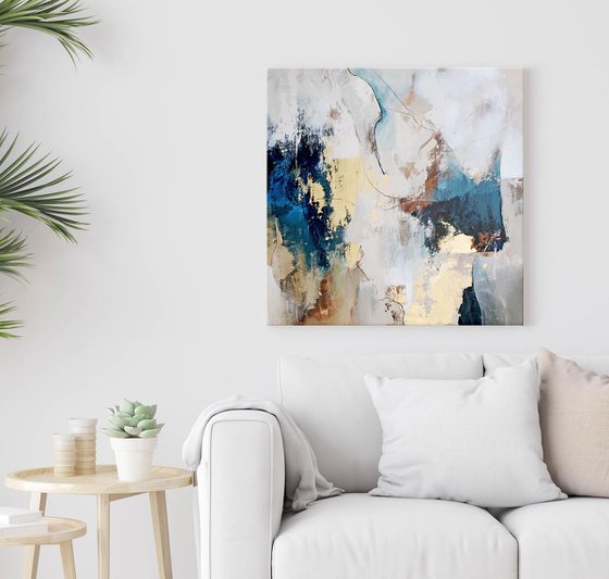 "Sobriety" Acrylic abstract navy gold art