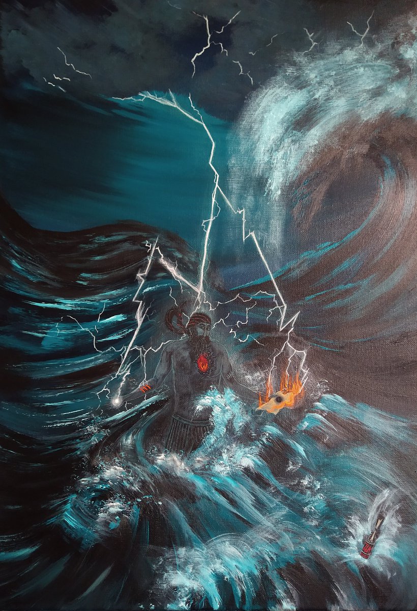 Portrait Acrylic Painting By Zoe Adams, 18 X 24", Keep A Weather Eye On The Horizon. Original Acrylic Painting By Zoe Adams., Artfinder