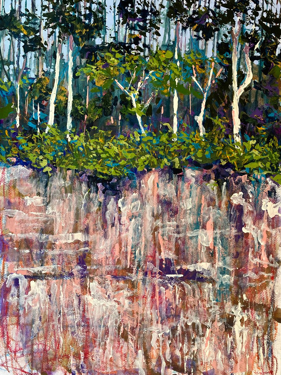 Impressionistic Landscape Acrylic Painting By John Cottee, 22 X 30, Escarpment, Original Artwork