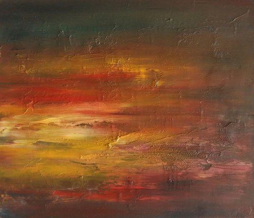 Honey Sunset, 35x30 cm, original artwork, FREE SHIPPING by Larissa Uvarova