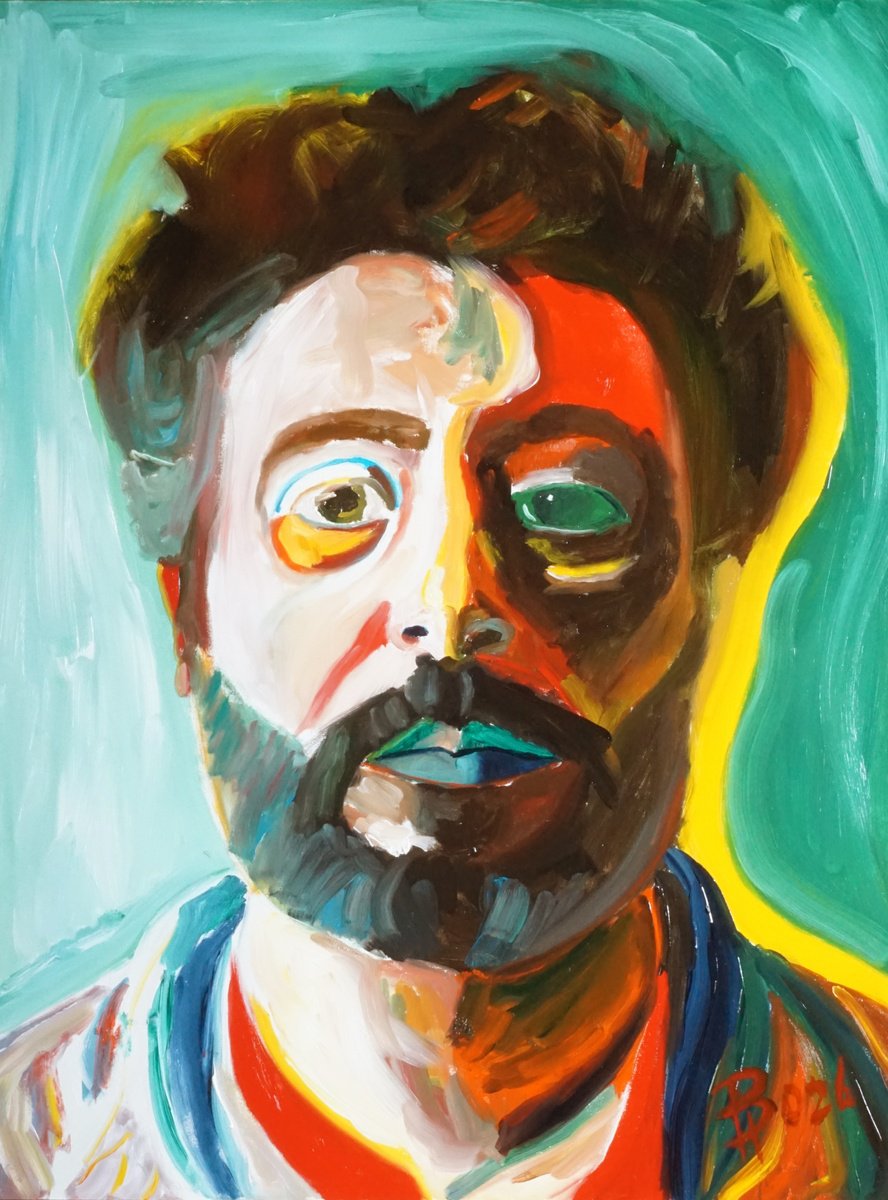 Expressive Oil Painting , Self Portrait By Paolo Borile, 12 X 16, Artwork For Sale On Artfinder