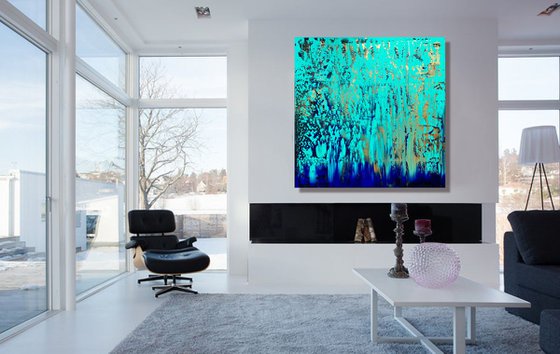 Golden Mirage - XL LARGE,  ABSTRACT ART – EXPRESSIONS OF ENERGY AND LIGHT. READY TO HANG!