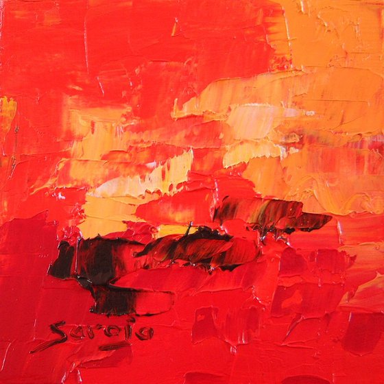 Small Cadmium Red Landscape (ref#:1065-10Q)