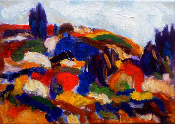 La colline aux cyprès /oil on canvas/2018