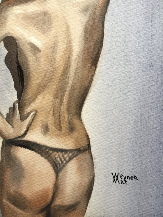 The woman from the back. Nude female model.