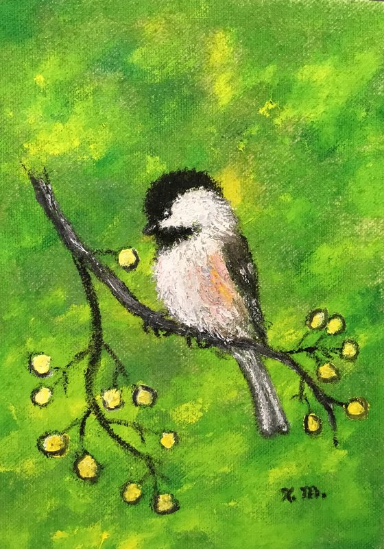 Chickadee # 48 - 7X5 oil on canvas