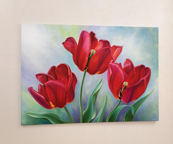 "Summertime", red tulips