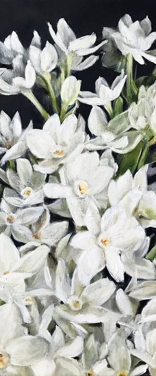 Oil painting with flowers "Daffodils" 30*30 cm by Irina Ivlieva