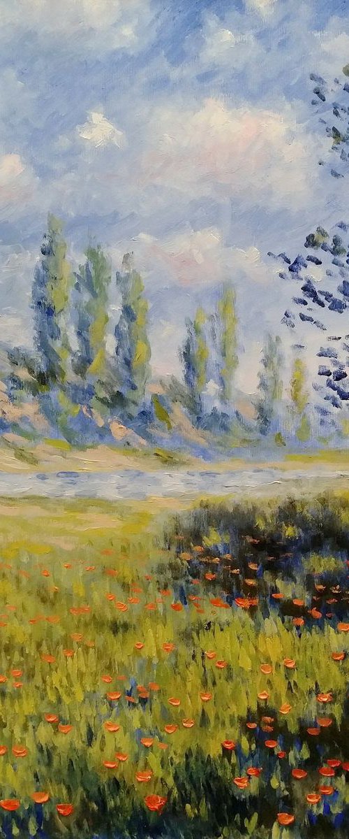 Poplars by the river by Oleh Rak