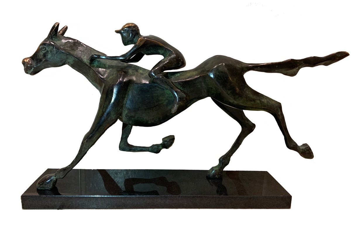 Expressive Animal Bronze Sculpture By Toth Kristof, 18 X 10", Gallop, Original Artwork