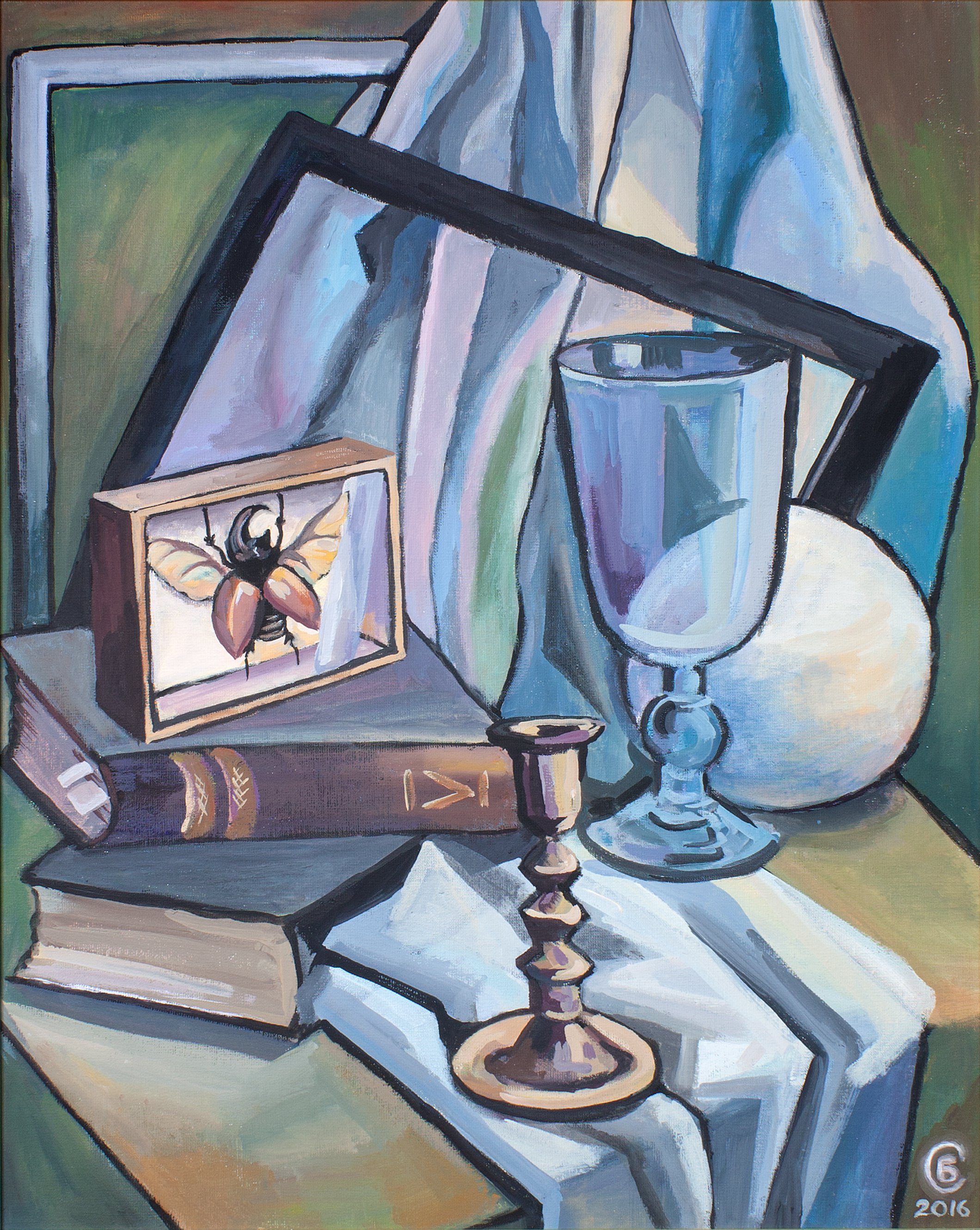 Still life with beetle and candlestick