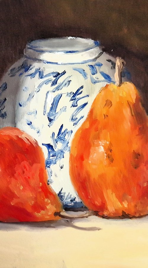 Pears and chinese vase by José DAOUDAL