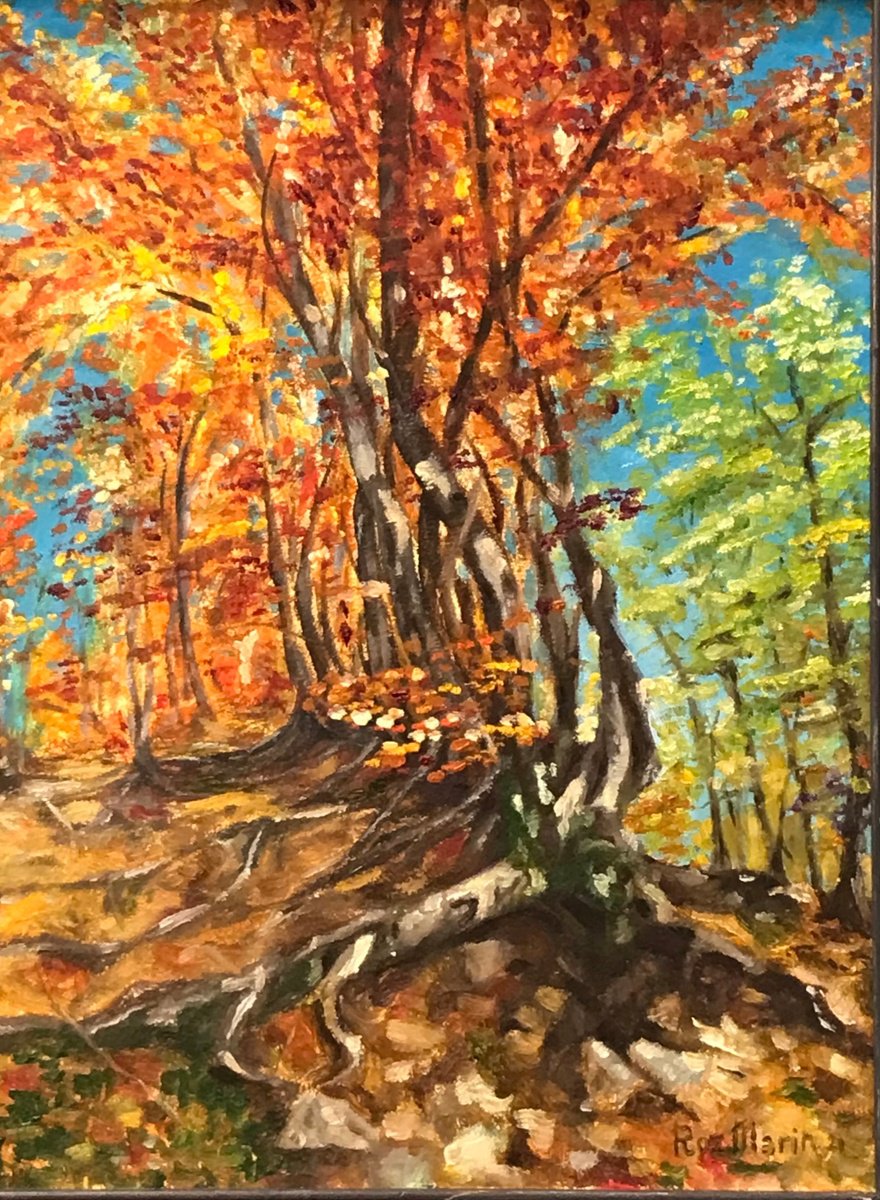 Photorealistic Landscape Oil Painting By Marina Deryagina, 14 X 18", Autumn In Montenegro, Original Artwork