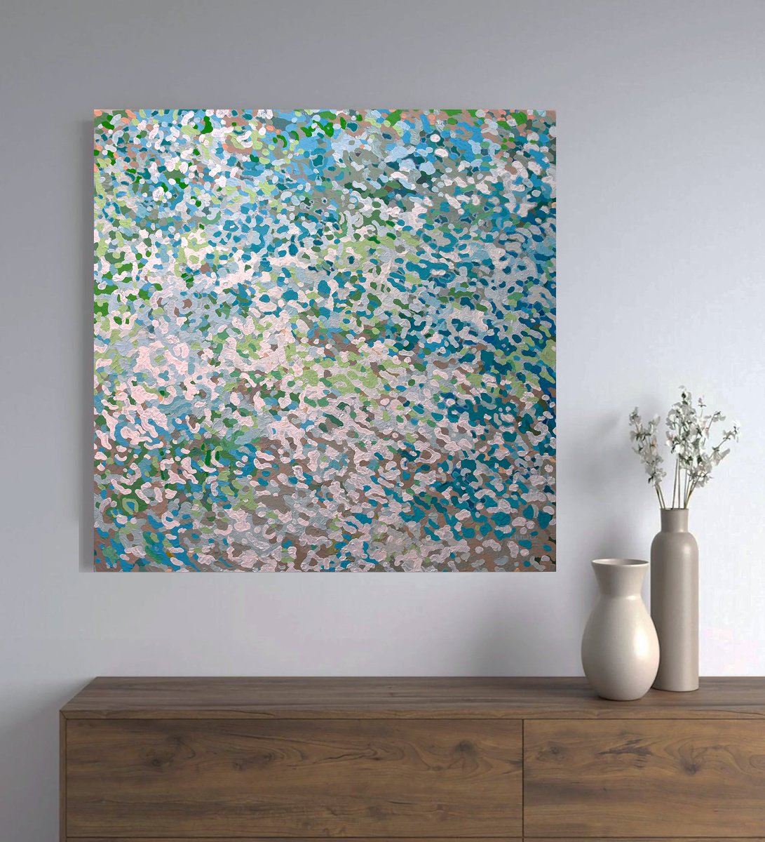 Organic Landscape Painting By Margaret Juul, 32 X 32", St. Augustine Beach, Original Artwork