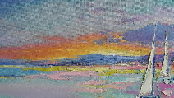 Evening symphony - Abstract Painting landscape, seascape