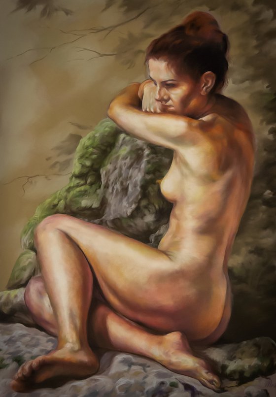 naked on a rock