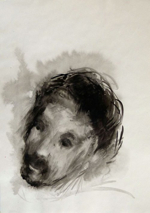 Portrait 18P2, ink on paper 41x29 cm by Frederic Belaubre
