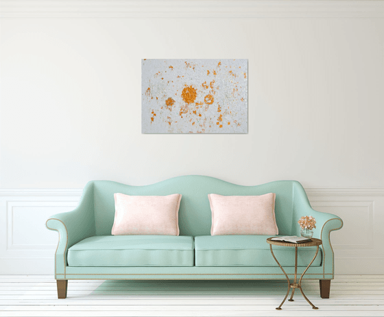 White and Gold - XL 100x70x4 cm FREE SHIPPING Big Painting,  Large Abstract Painting - Ready to Hang, Canvas Wall Decoration Light White and Gold, Palette Knife Relief Painting