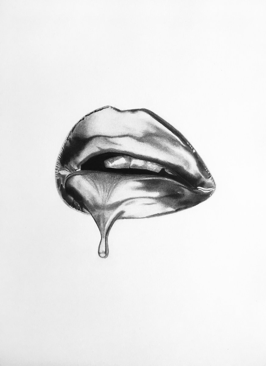 Dripping lip drawing by Amelia Taylor