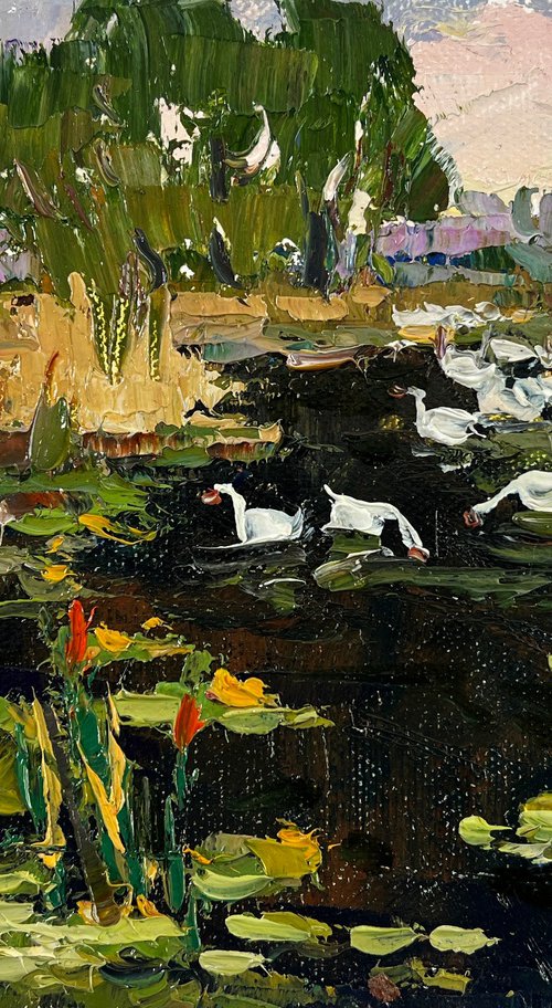 Geese in the lake by Kalenyuk Alex