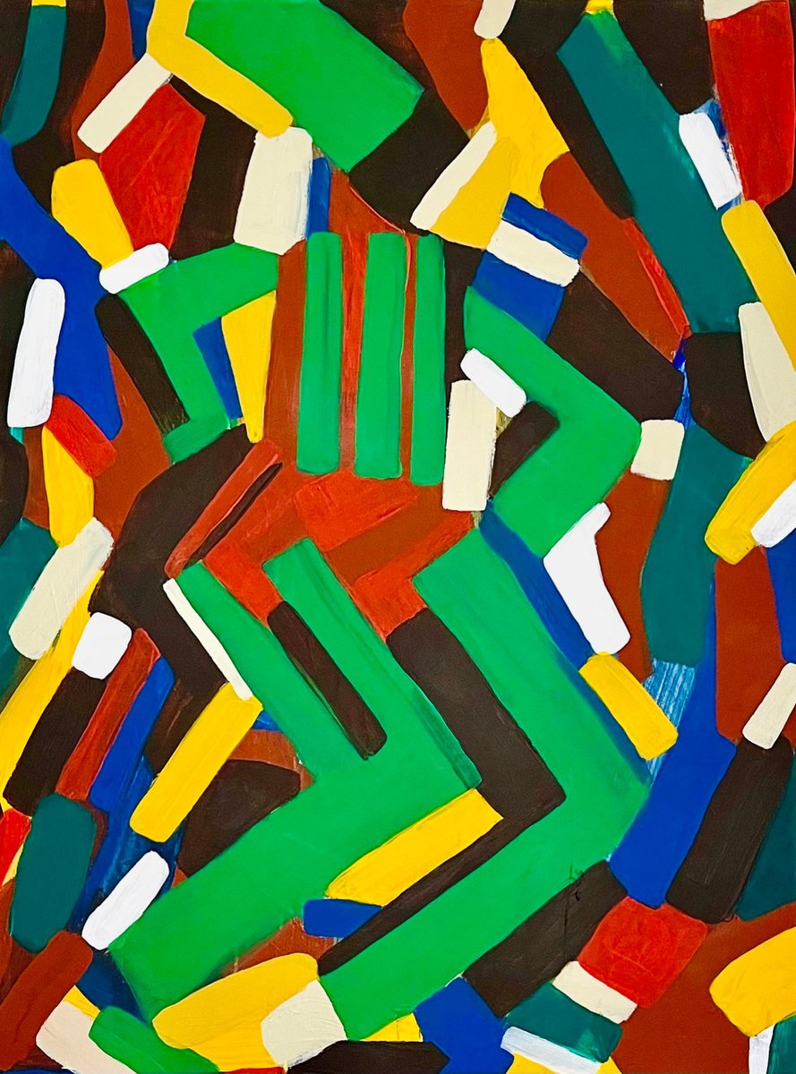 Abstract Acrylic Painting By Nan Zhao, 24 X 31", Dancing 1, Original Artwork