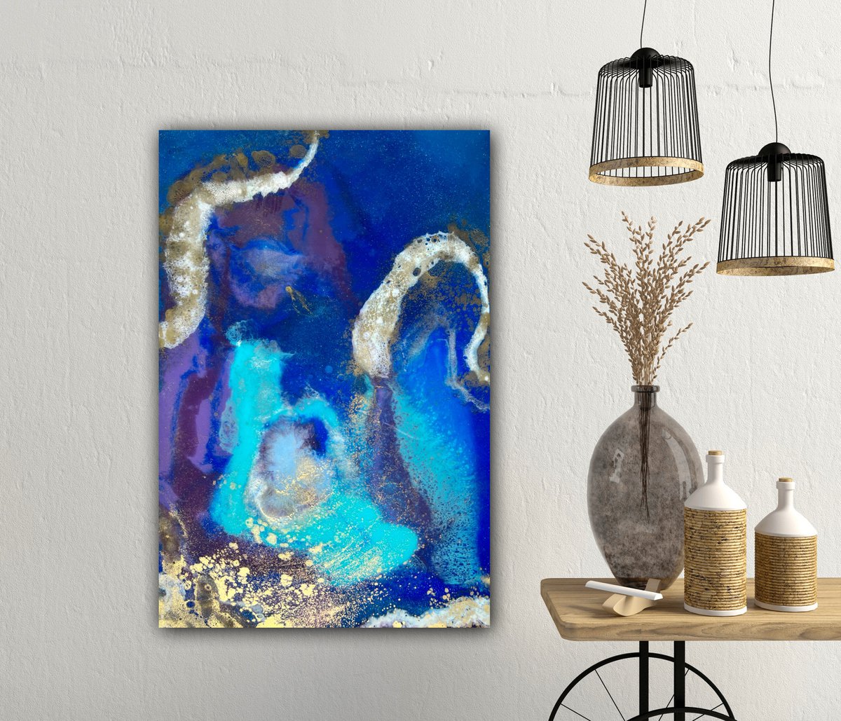 Abstract Painting By Ana Hefco, 24 X 36, Beyond, Original Artwork