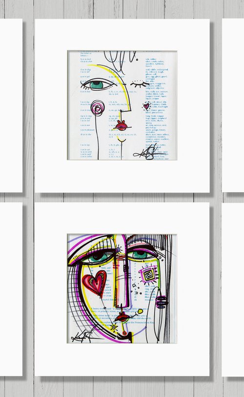 Funky Face Goddess Collection 1 - 6 Artworks in mats by Kathy Morton Stanion by Kathy Morton Stanion
