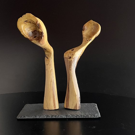 Pair of wooden spoon figures