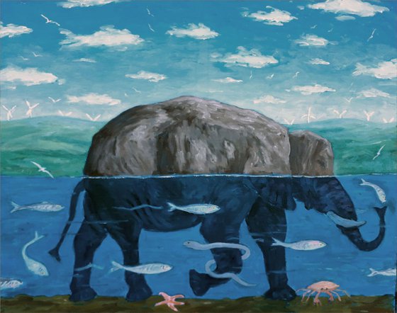 under the surface: bass rock [homage to magritte]