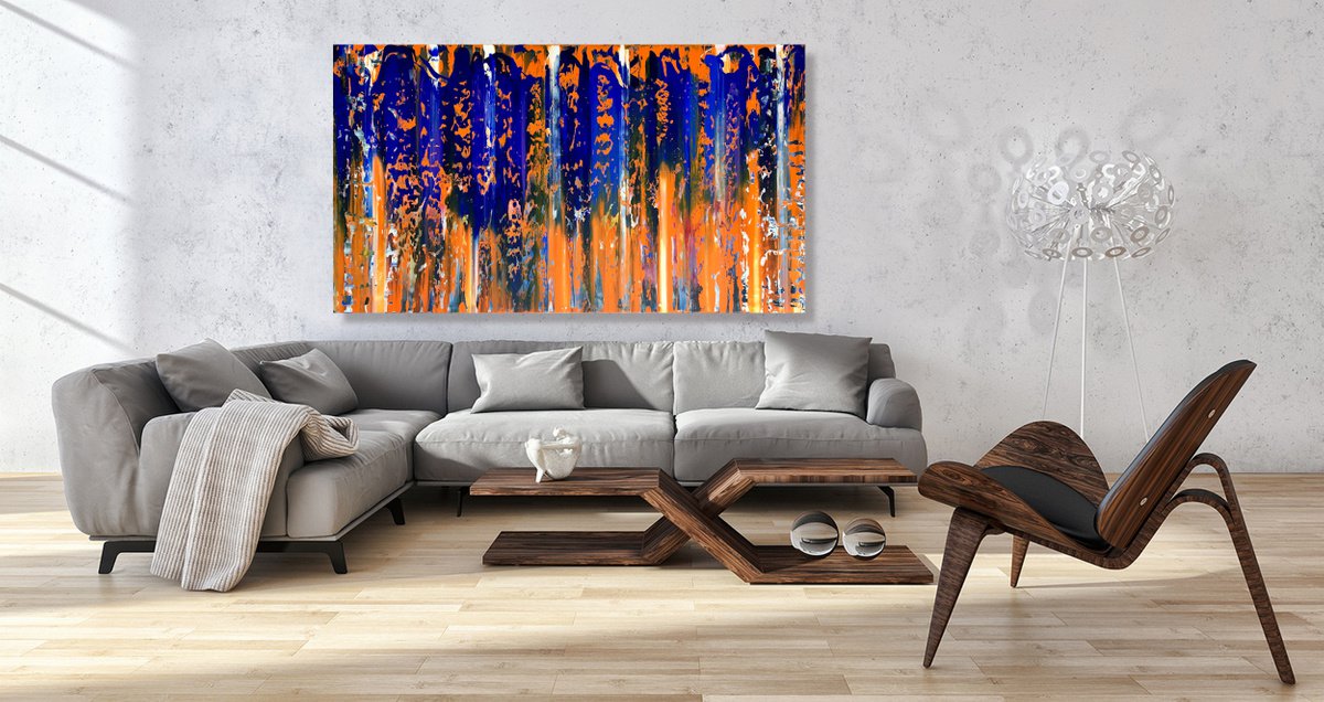 Abstract Acrylic Painting By Julijana Ravbar, 55 X 31", Feeling The Same Way, Original Artwork