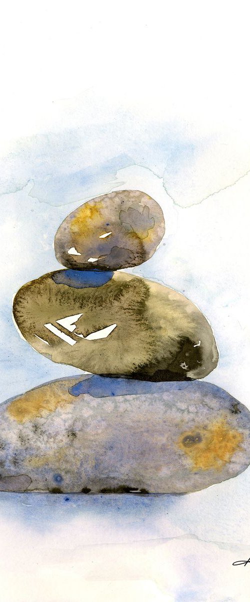 Meditation Stones 21 - Minimalist Water Media Painting by Kathy Morton Stanion by Kathy Morton Stanion