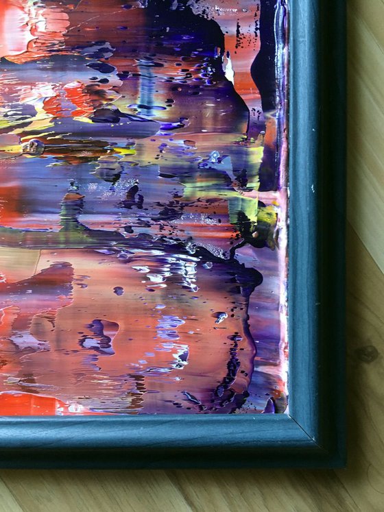 "Melt My Heart" - FREE USA SHIPPING - Original PMS Micro Painting On Glass, Framed - 11.5 x 10 inches