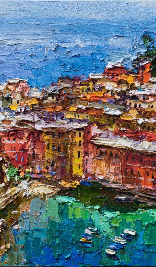 Italy - Original impasto landscape painting textured Oil painting Italy wall art by Anastasiia Valiulina