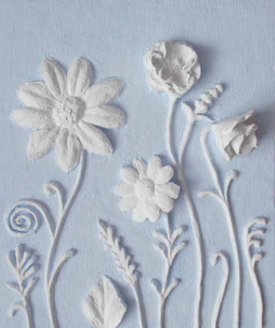 sculptural wall art "White and Blue"