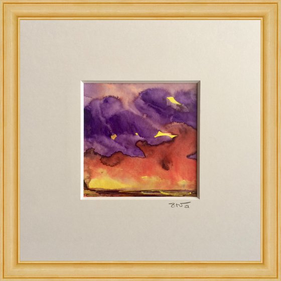Fire In The Sky  I  Landscape Watercolor