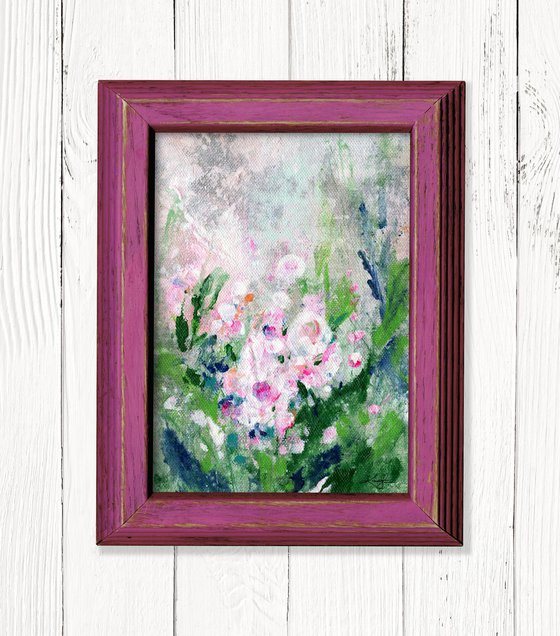 Shabby Chic Charm 31 - Framed Floral art in Painted Distressed Frame by Kathy Morton Stanion